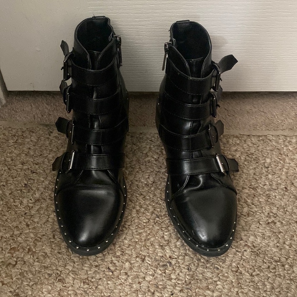 Black studded ankle boots